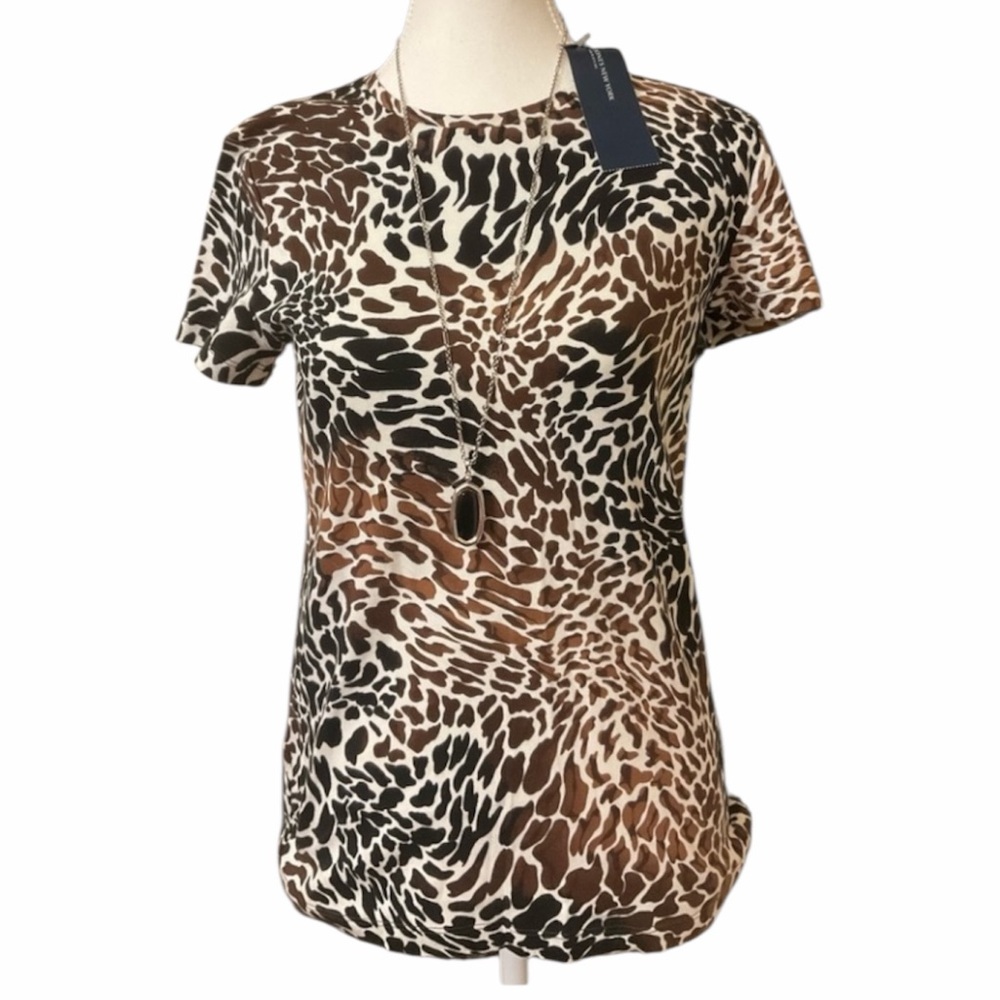 Jones New York signature small  blouse animal print